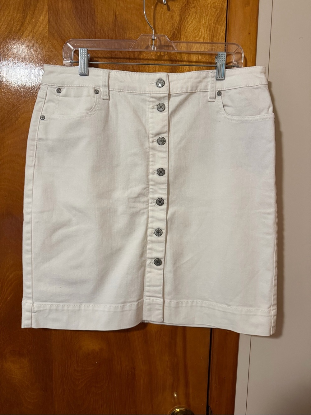 Talbots Cream Snap-Front Skirt - Picture 2 of 4